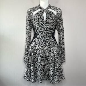 BCBGMAXAZRIA Silk Animal Print Dress Womens Size 2 Leopard Baddie Party Mob Wife